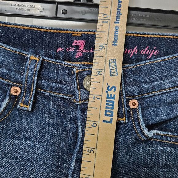 7 FOR ALL MANKIND Dojo Jeans Girls Size 12 (26x14) Blue Crop Denim Boho GUC - Picture 8 of 10
